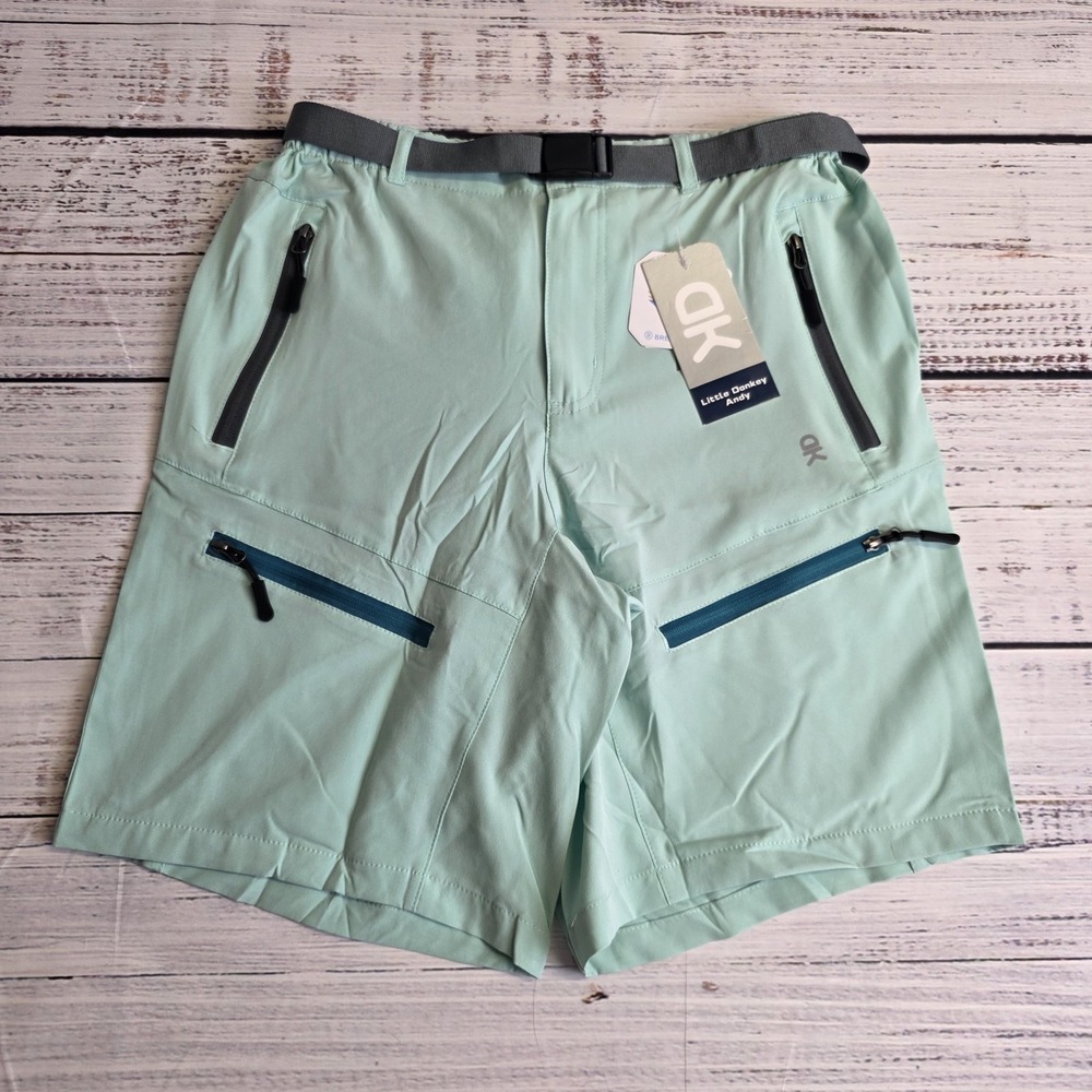 New Little Donkey Andy Women's Quick Dry Tech Cargo Shorts Small Green Blue 9 In